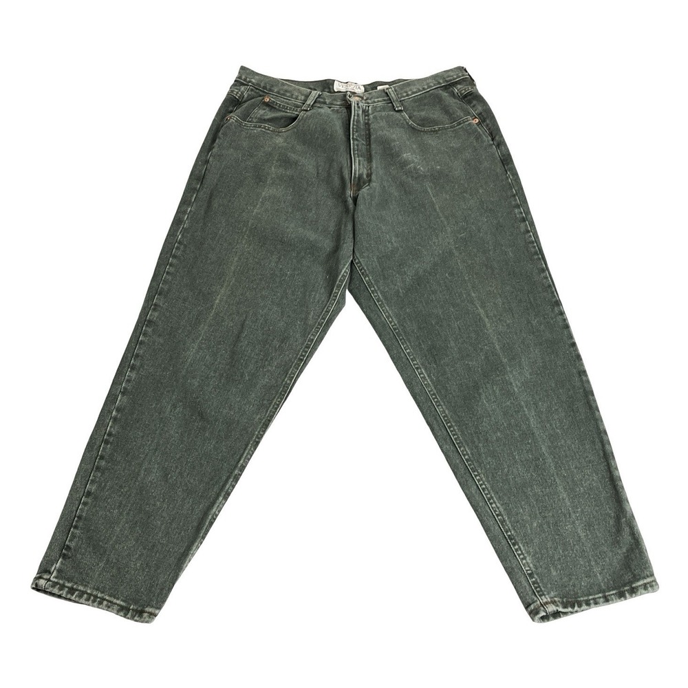 Vintage 90s Venezia Vitale Jeans Womens 18 Green Faded Cotton Tapered Grunge Mom